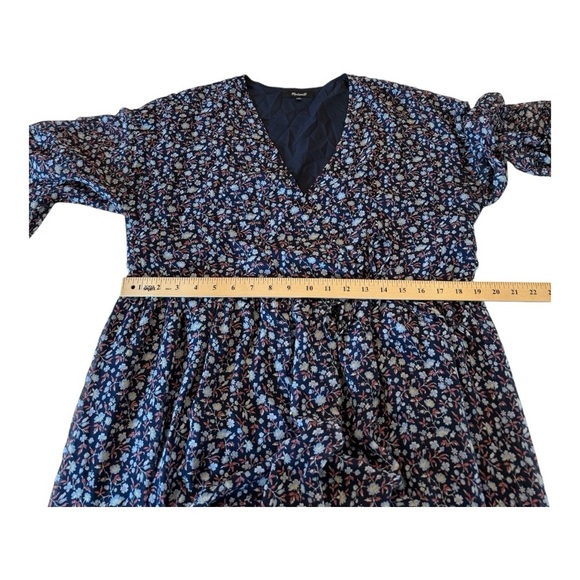 Madewell Navy Tie-Waist Midi Dress in Harvest Vine Floral Size Large MB212 - Picture 13 of 16